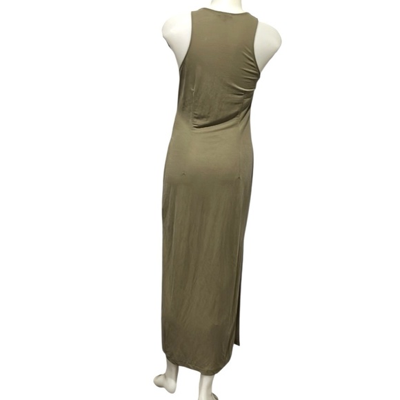 Massimo Dutti women’s tie front sleeveless kahki color maxi dress size Small - Picture 2 of 8